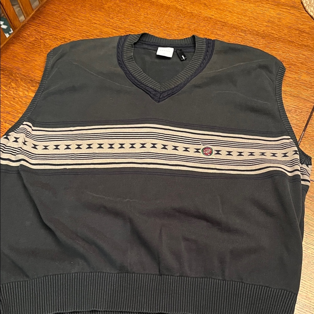 Men's BOGNER Green, Navy and Tan Sweater Vest